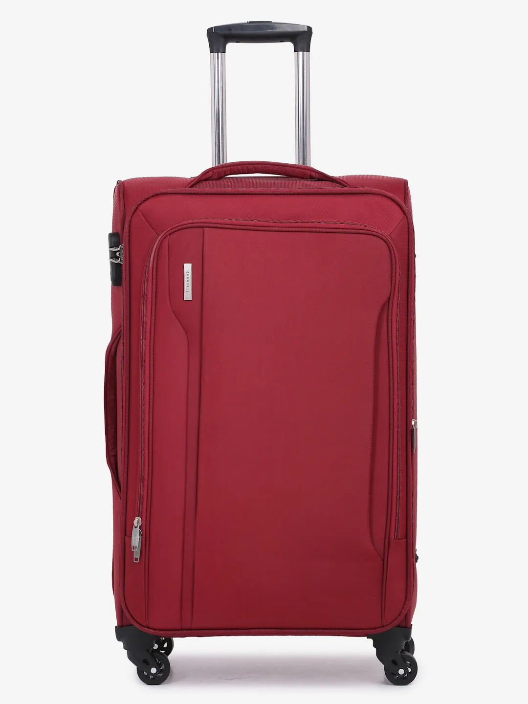 Unisex Red Solid Soft-sided Trolley Suitcase