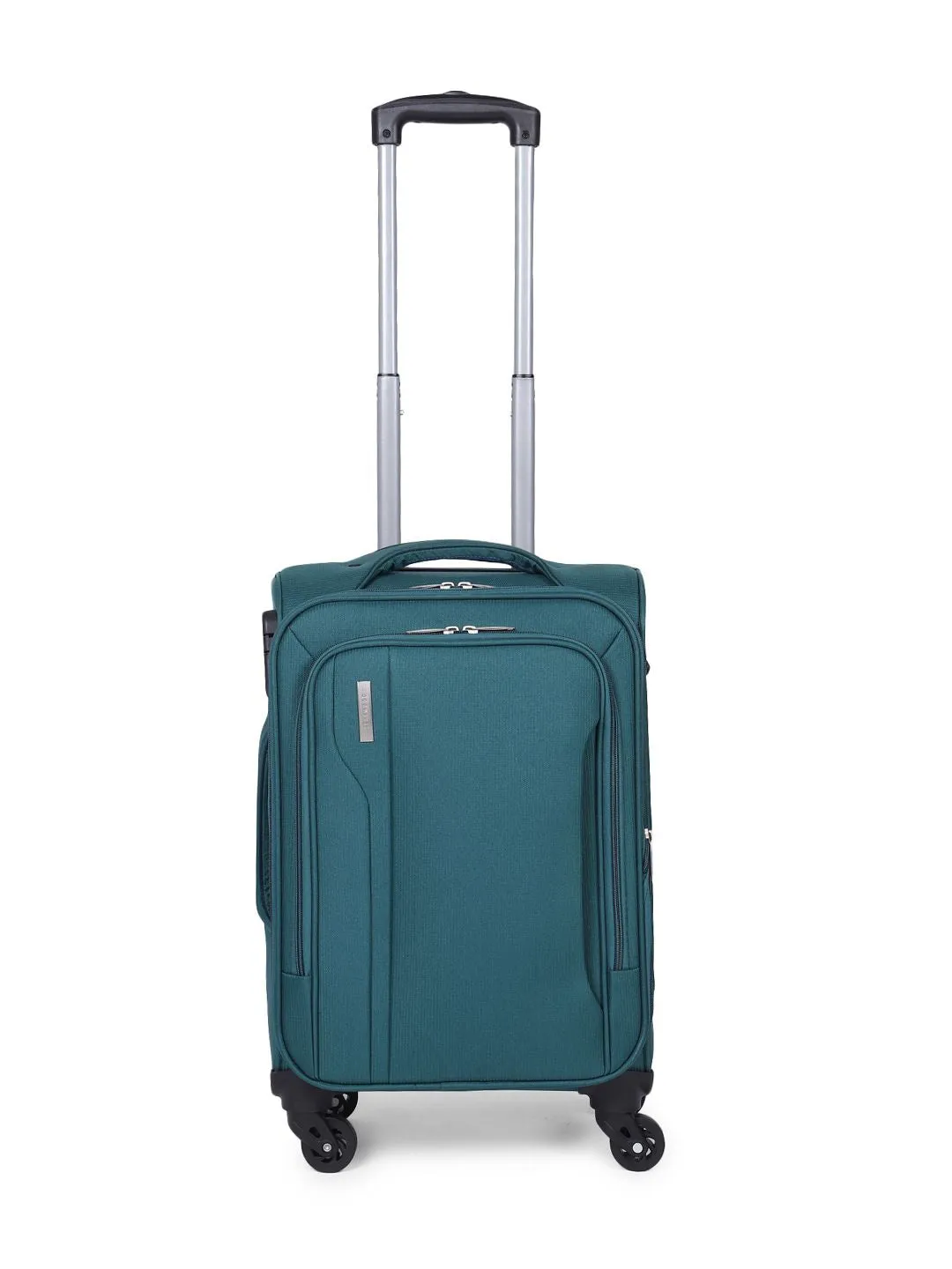 Unisex Teal Solid Soft-sided Cabin Trolley Suitcase (Small)