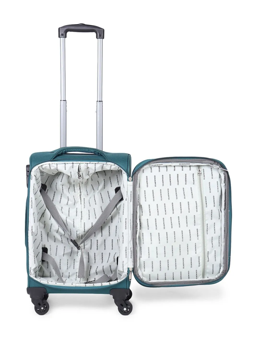 Unisex Teal Solid Soft-sided Cabin Trolley Suitcase (Small)