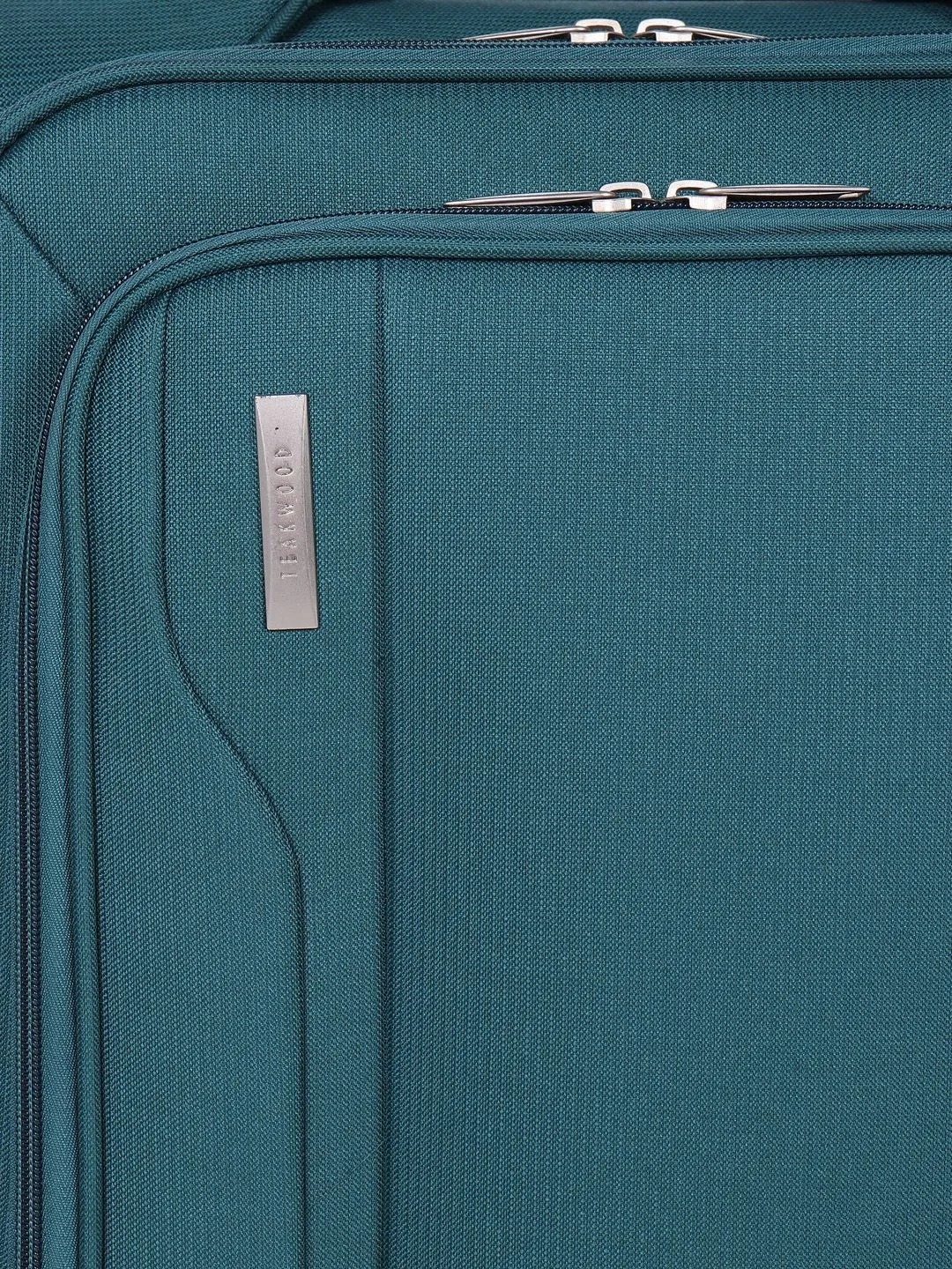 Unisex Teal Solid Soft-sided Cabin Trolley Suitcase (Small)