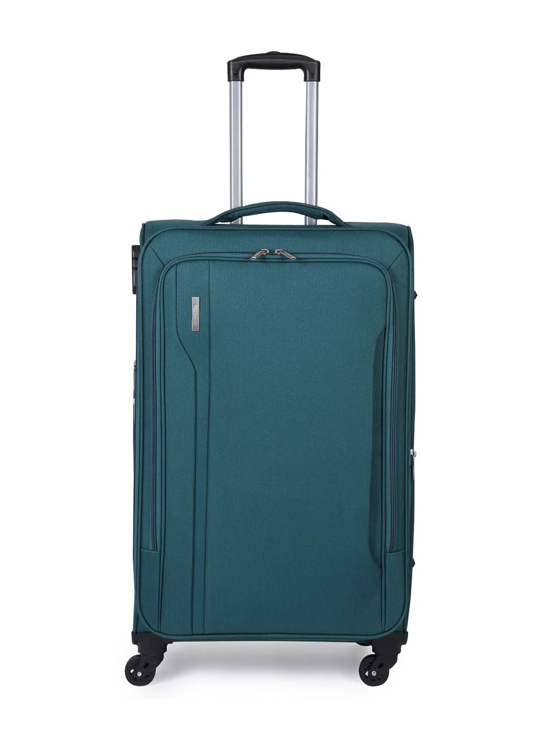 Unisex Teal Solid Soft-sided Large Trolley Suitcase (Large)