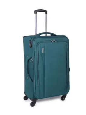 Unisex Teal Solid Soft-sided Large Trolley Suitcase (Large)