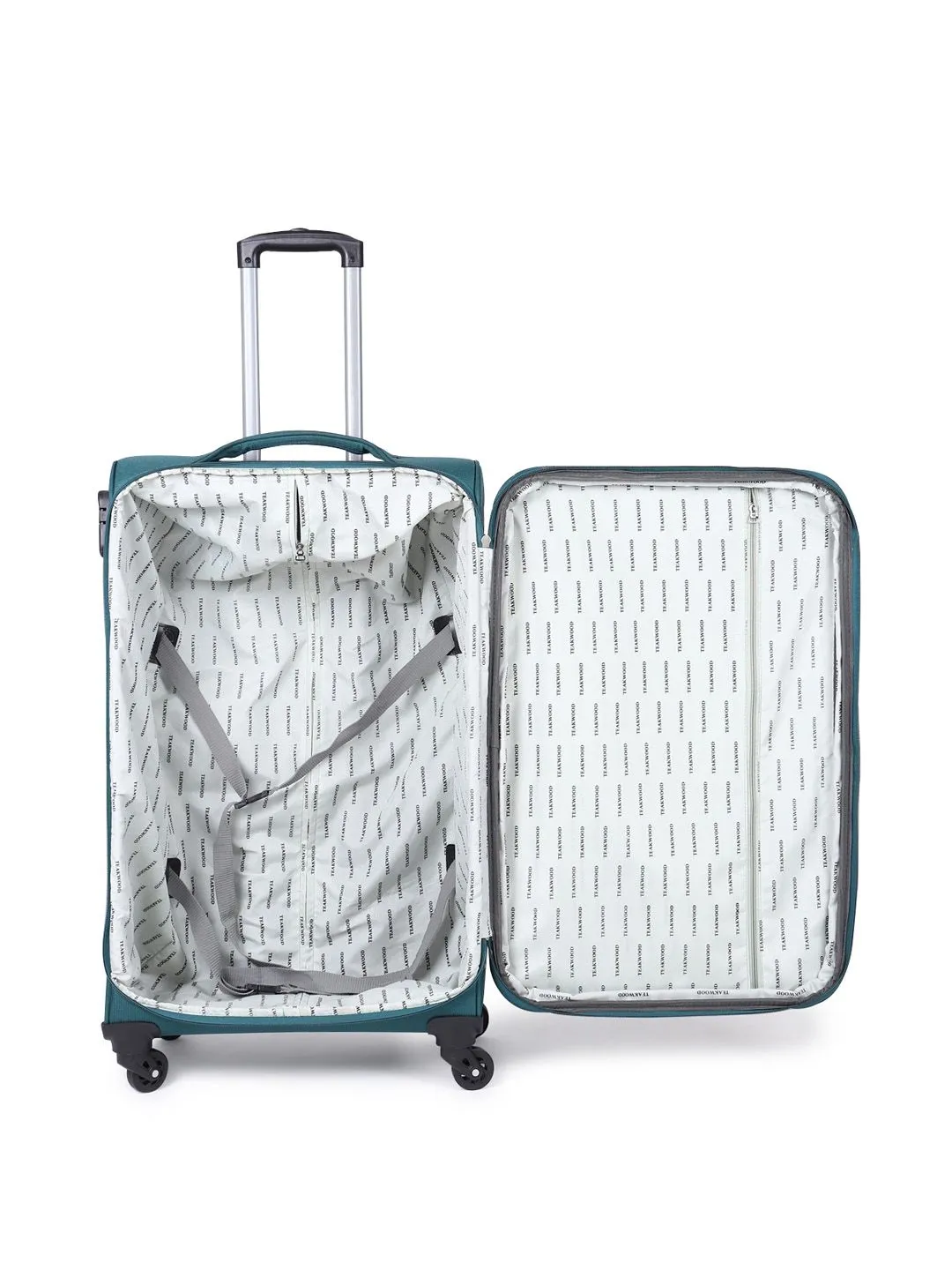 Unisex Teal Solid Soft-sided Large Trolley Suitcase (Large)