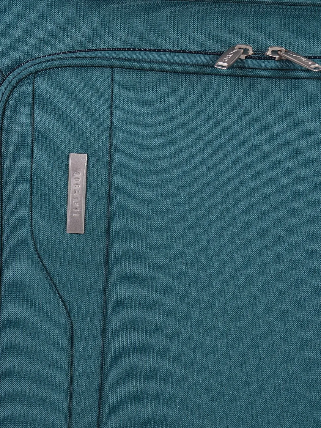 Unisex Teal Solid Soft-sided Large Trolley Suitcase (Large)