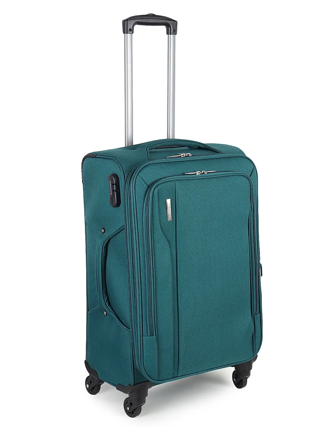 Unisex Teal Solid Soft-sided Medium Trolley Suitcase (Medium)