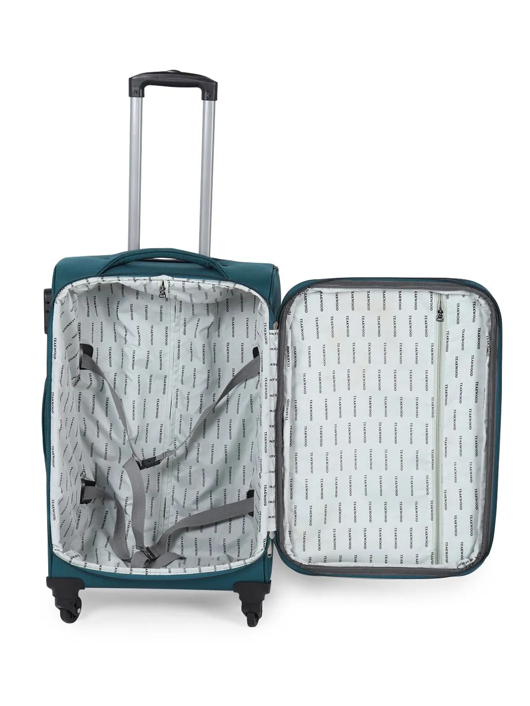 Unisex Teal Solid Soft-sided Medium Trolley Suitcase (Medium)