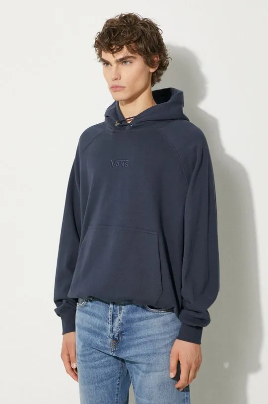 Vans cotton sweatshirt Premium Classics LX Hoodie Fleece men's navy blue color hooded smooth VN000GZ1D6Q1