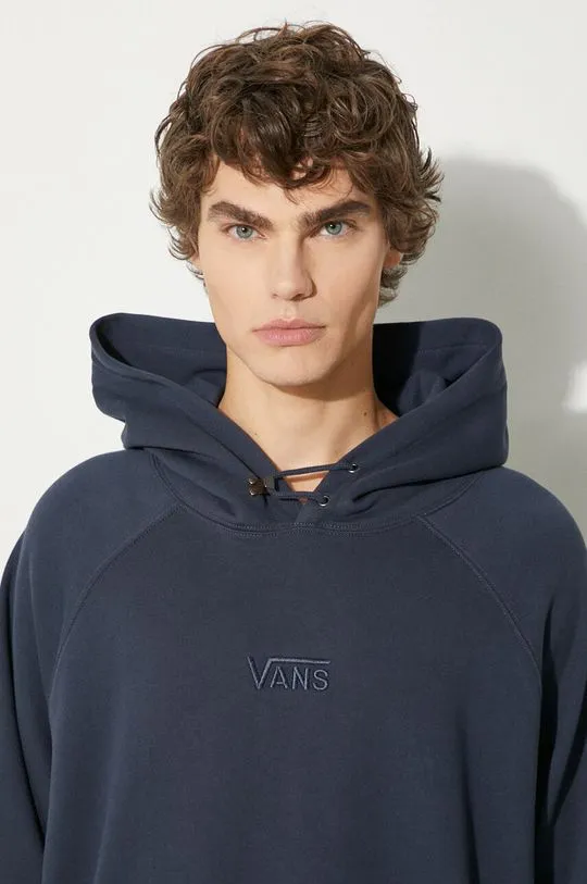 Vans cotton sweatshirt Premium Classics LX Hoodie Fleece men's navy blue color hooded smooth VN000GZ1D6Q1