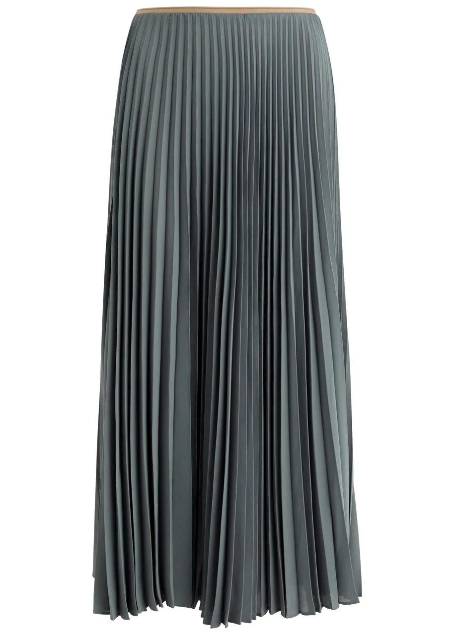 VINCE Pleated chiffon midi skirt  -                         -                     -                