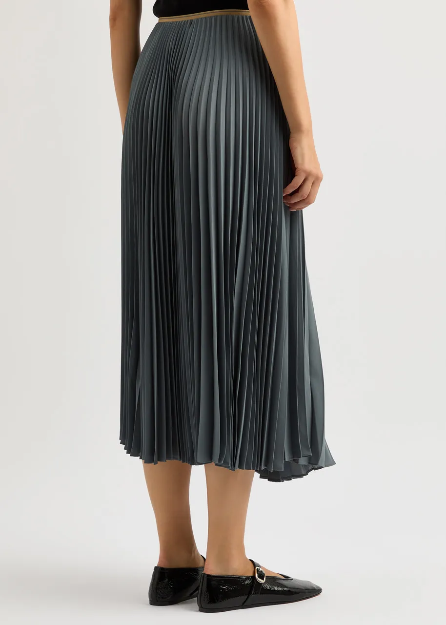 VINCE Pleated chiffon midi skirt  -                         -                     -                