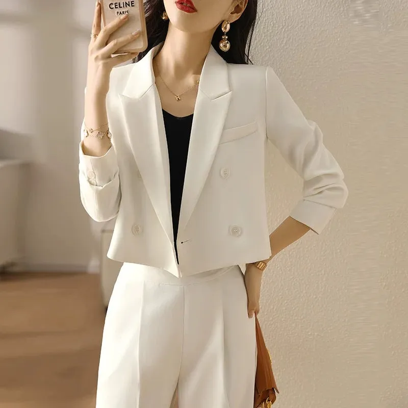 White suit suit for women, spring style, high-end casual, short, professional, two-piece suit jacket