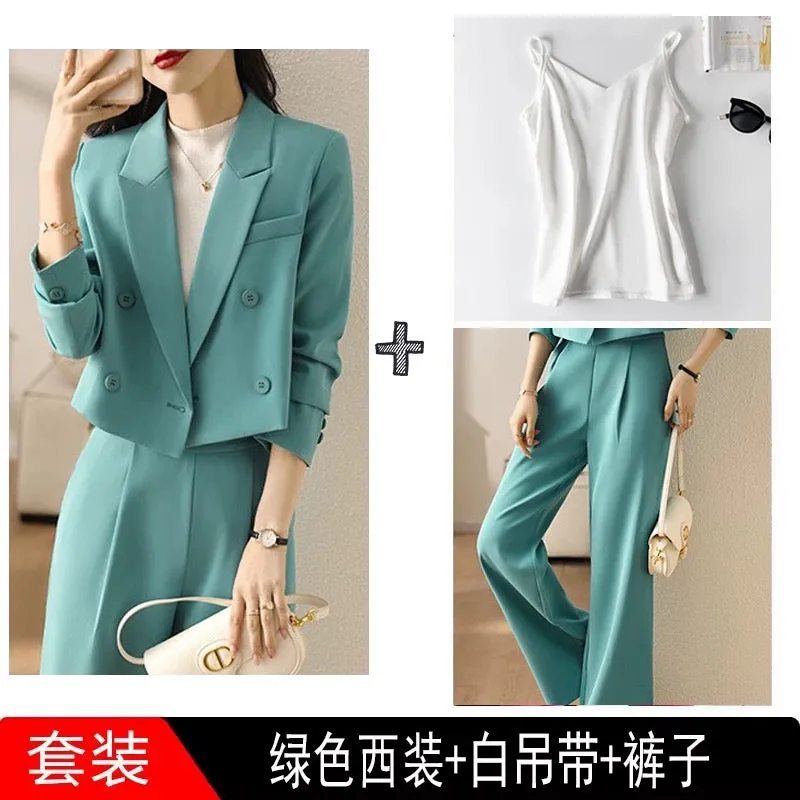 White suit suit for women, spring style, high-end casual, short, professional, two-piece suit jacket