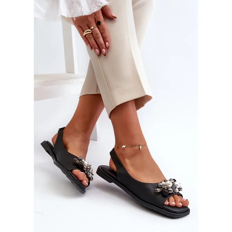 Women's Sandals With Decorations S.Barski KV27-004 Black