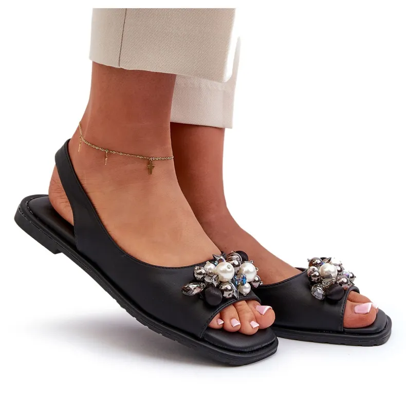 Women's Sandals With Decorations S.Barski KV27-004 Black