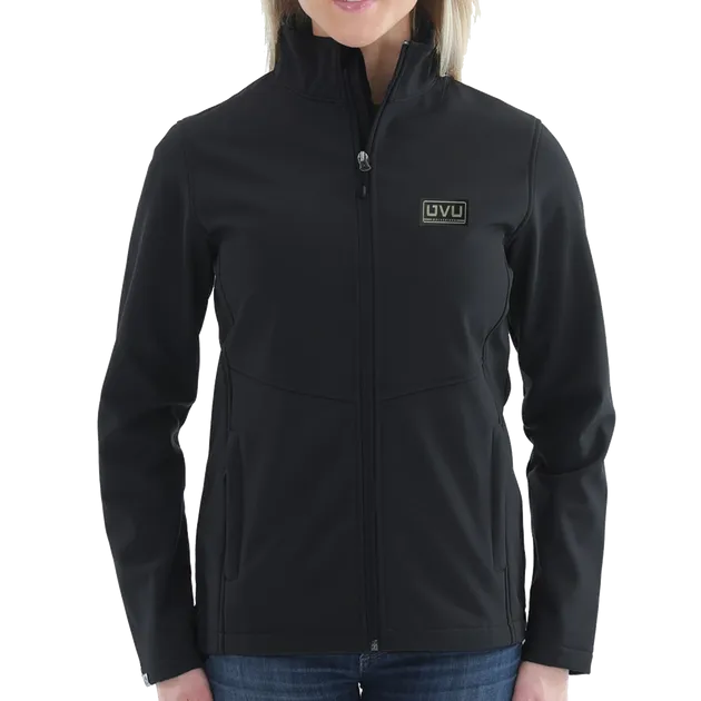 WOMEN’S STORM CREEK HIGH-STRETCH FLEECE-LINED SOFTSHELL JACKET- Pleather Mono Patch