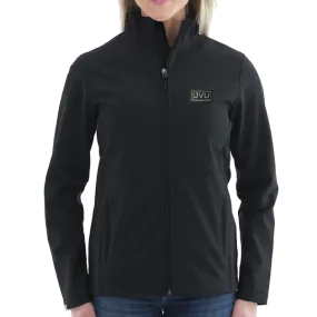 WOMEN’S STORM CREEK HIGH-STRETCH FLEECE-LINED SOFTSHELL JACKET- Pleather Mono Patch