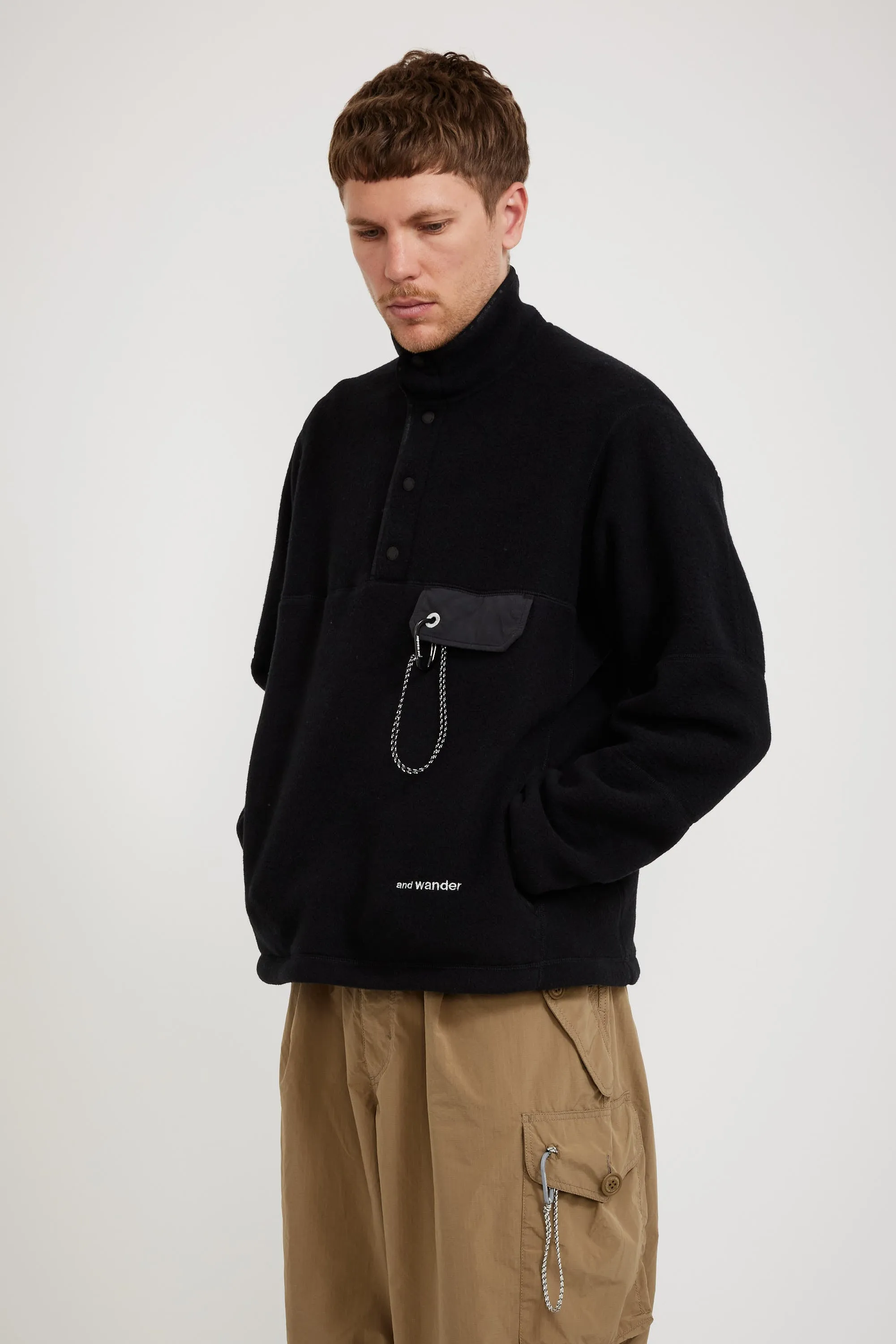 Wool Fleece Pullover Black