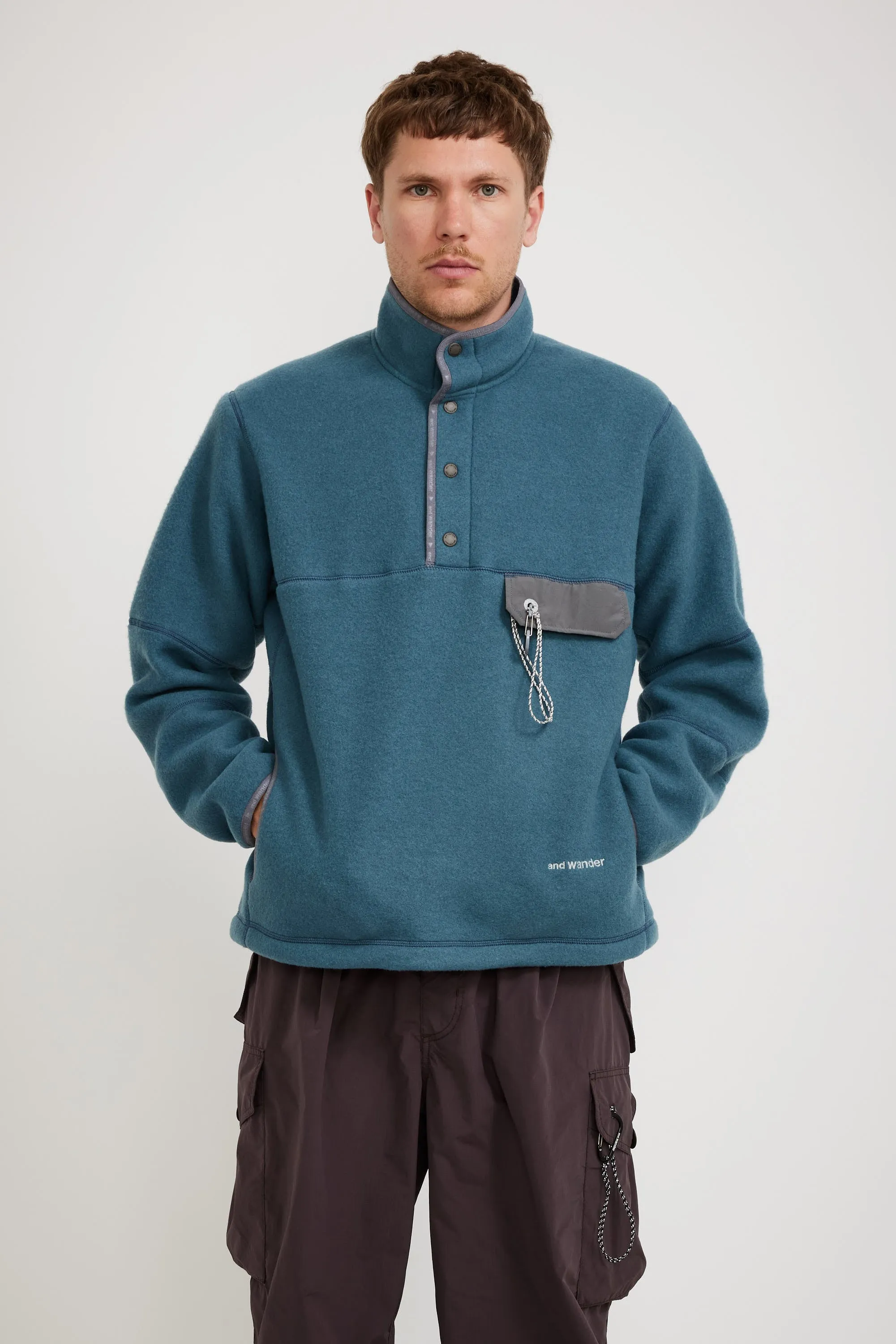 Wool Fleece Pullover Blue Gray