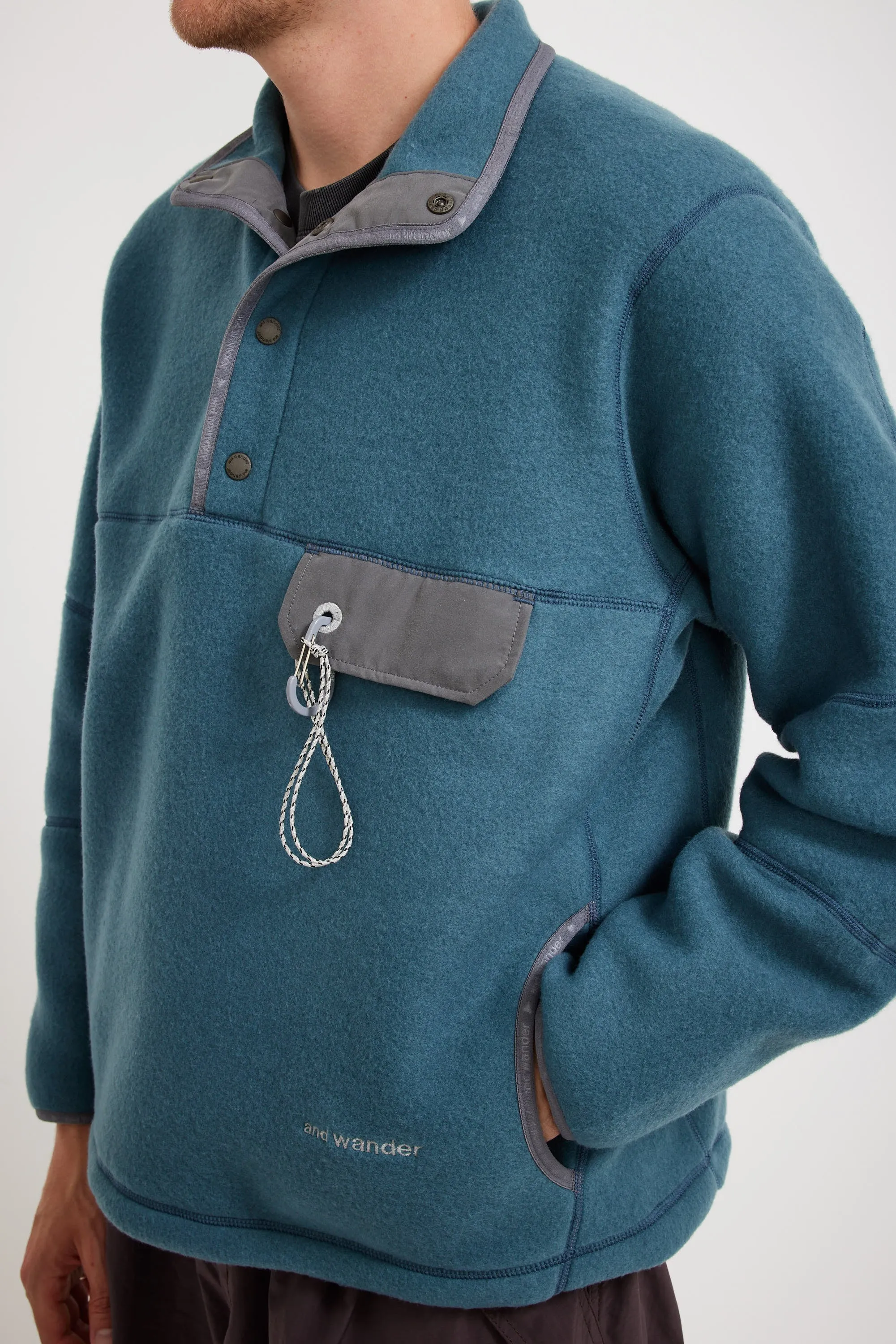 Wool Fleece Pullover Blue Gray