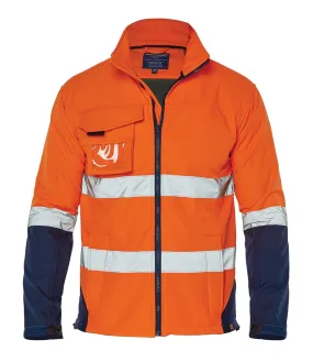 Workhorse MJA014 Men's Two-Tone High Visibility Softshell Jacket - Polyester - Orange/Navy - XS