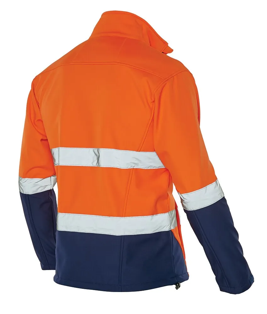 Workhorse MJA014 Men's Two-Tone High Visibility Softshell Jacket - Polyester - Orange/Navy - XS