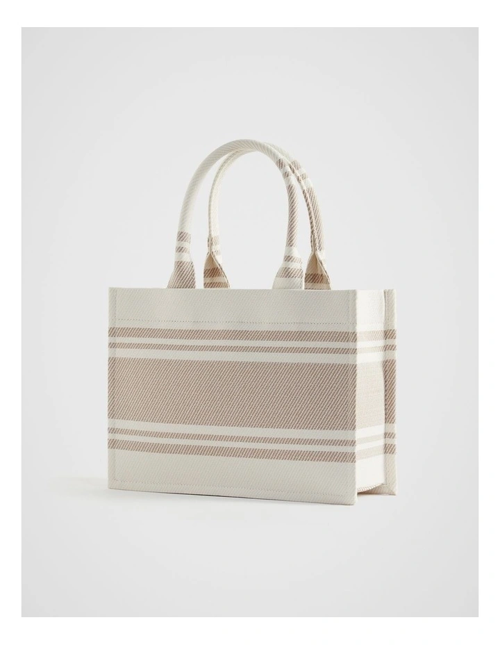 Woven Mini Structured Tote in Champagne Beige