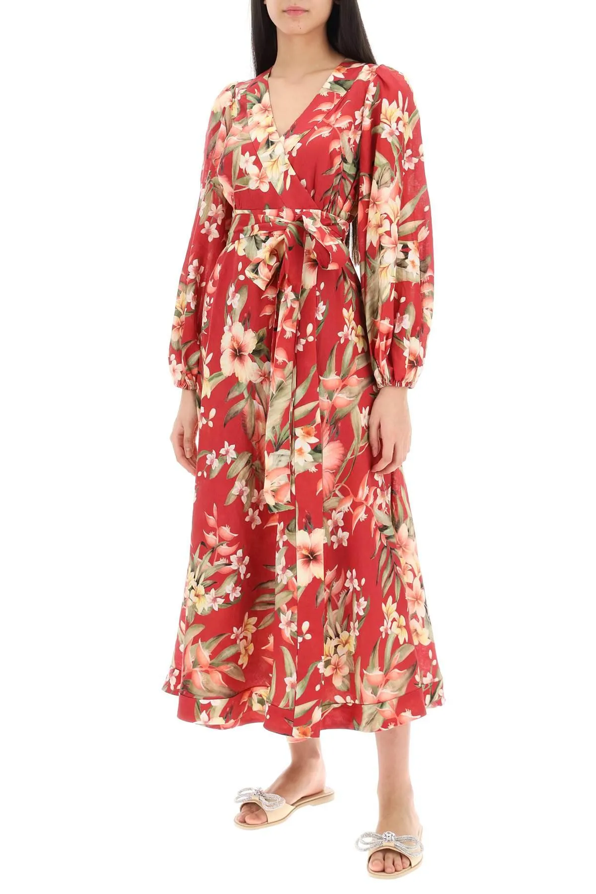 ZIMMERMANN    Zimmermann Lexi Wrap Dress With Floral Pattern