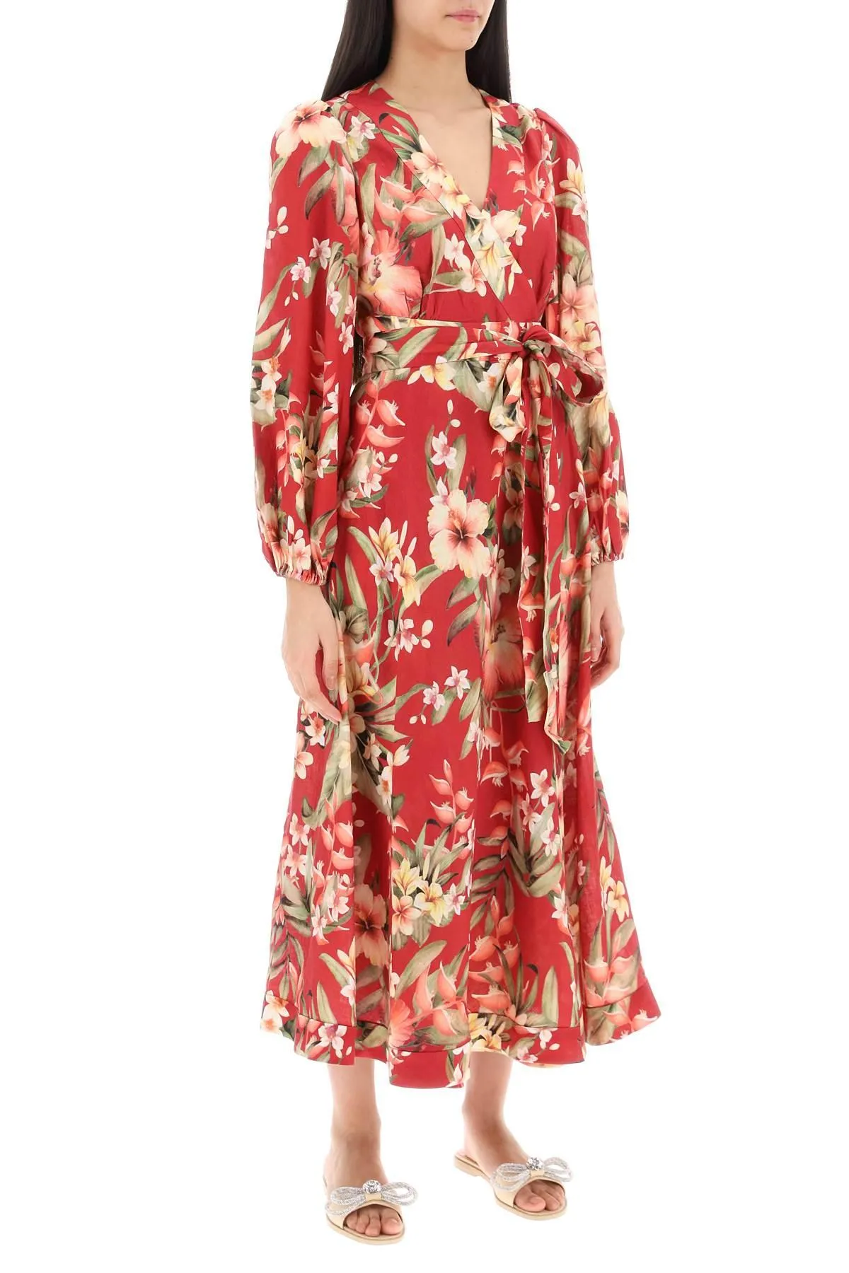 ZIMMERMANN    Zimmermann Lexi Wrap Dress With Floral Pattern