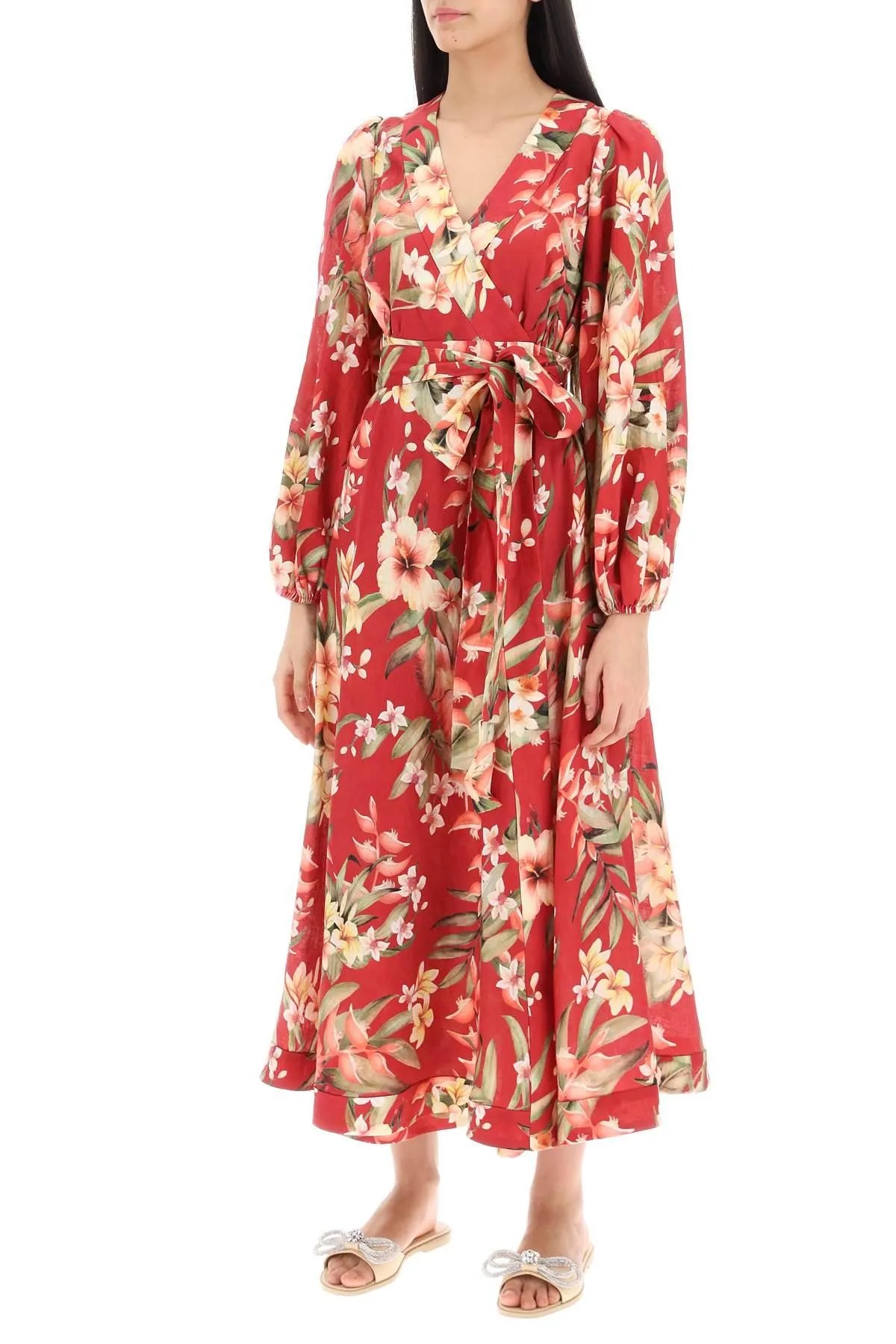 ZIMMERMANN    Zimmermann Lexi Wrap Dress With Floral Pattern